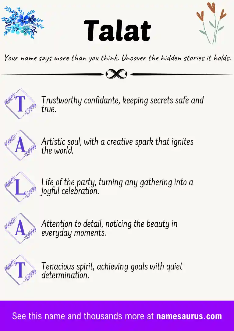 Acrostic poem about Talat.