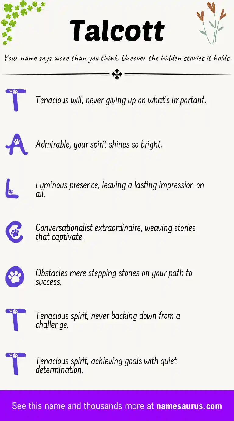 Acrostic poem about Talcott.