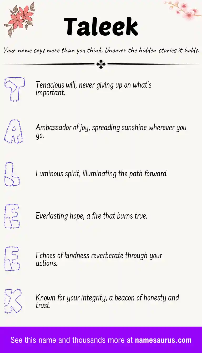 Acrostic poem about Taleek.