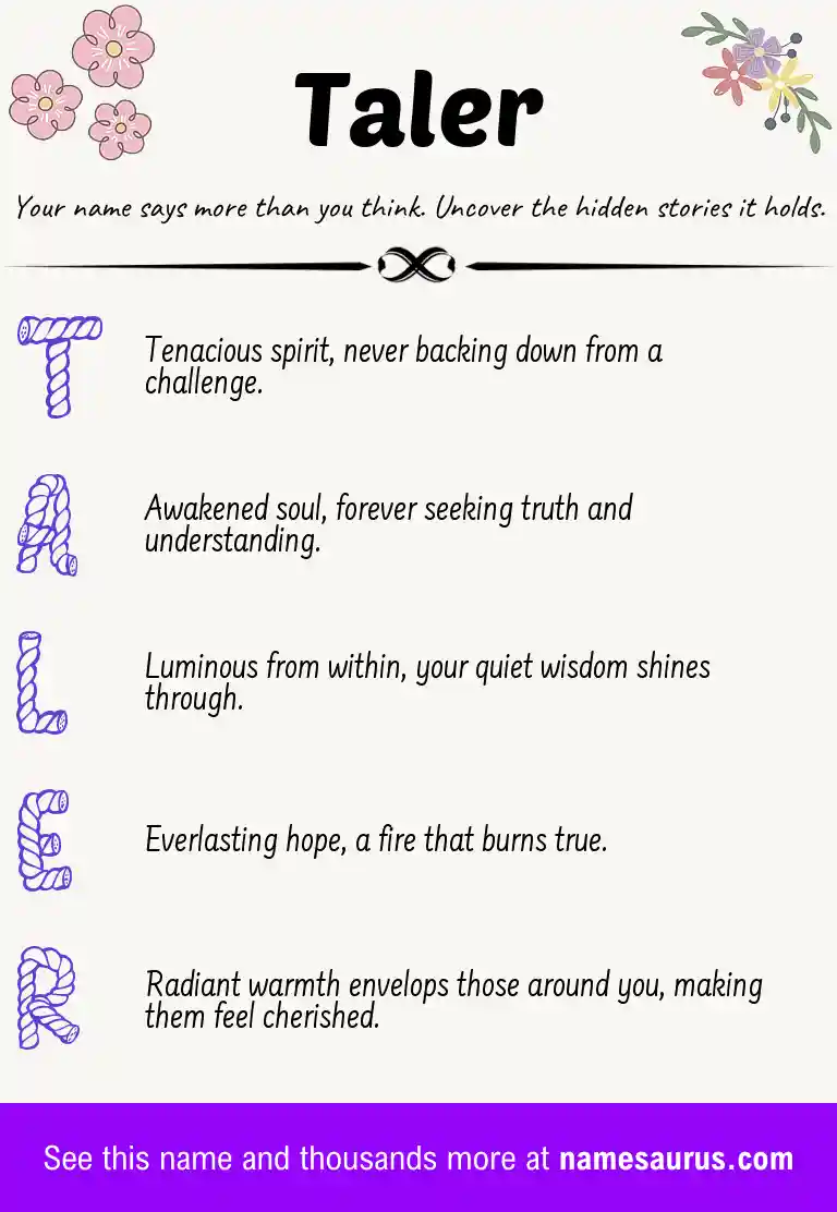 Acrostic poem about Taler.