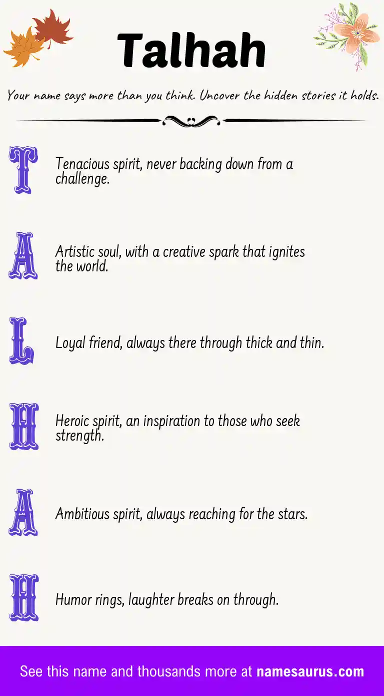 Acrostic poem about Talhah.