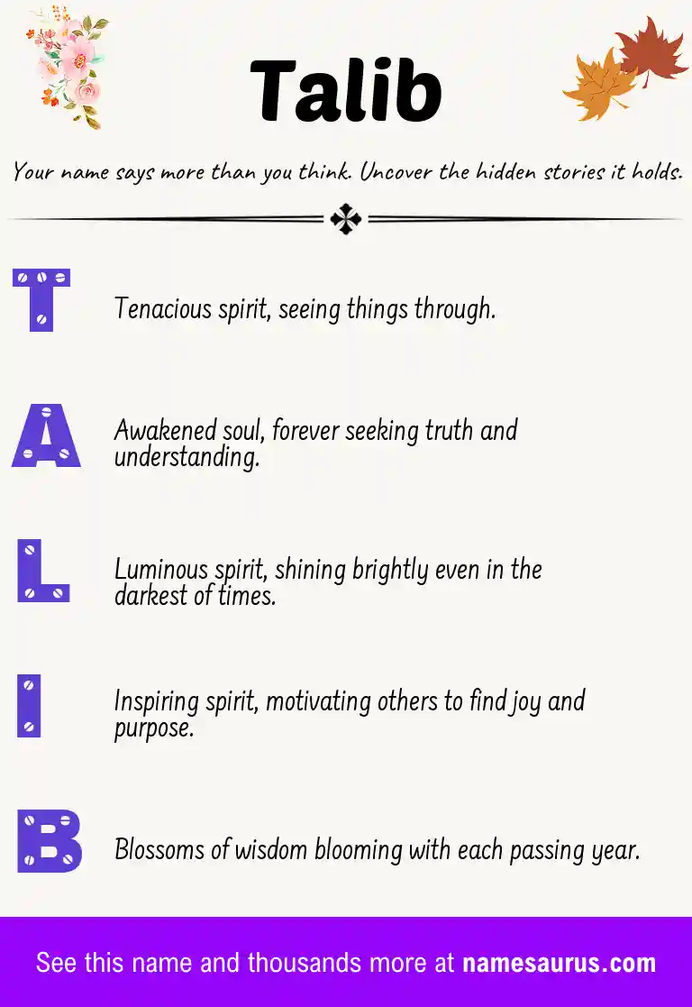 Acrostic poem about Talib.