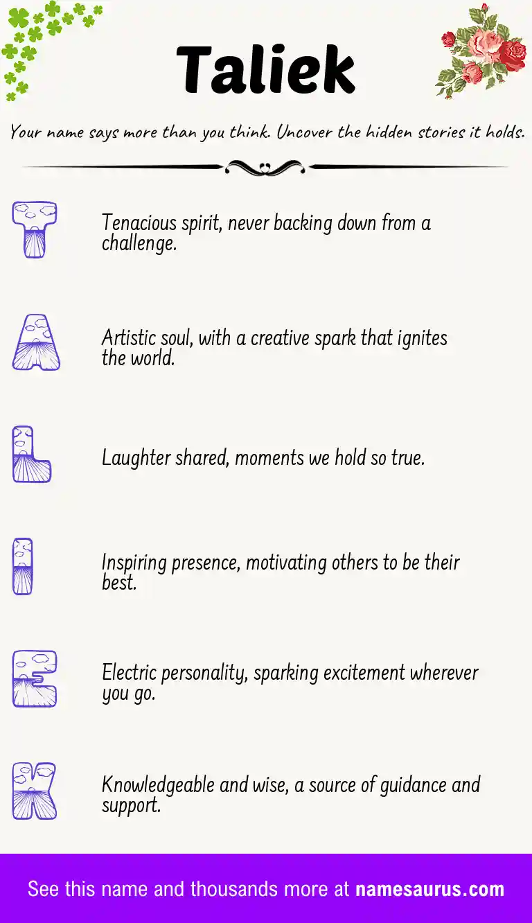 Acrostic poem about Taliek.