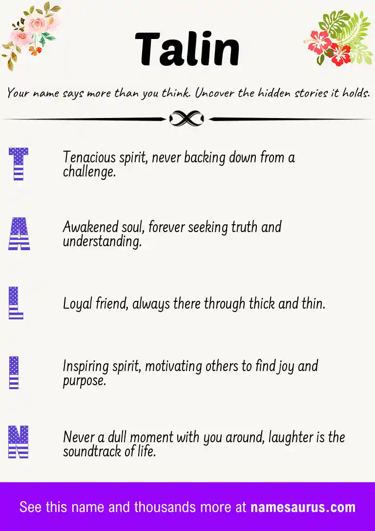 Acrostic poem about Talin.