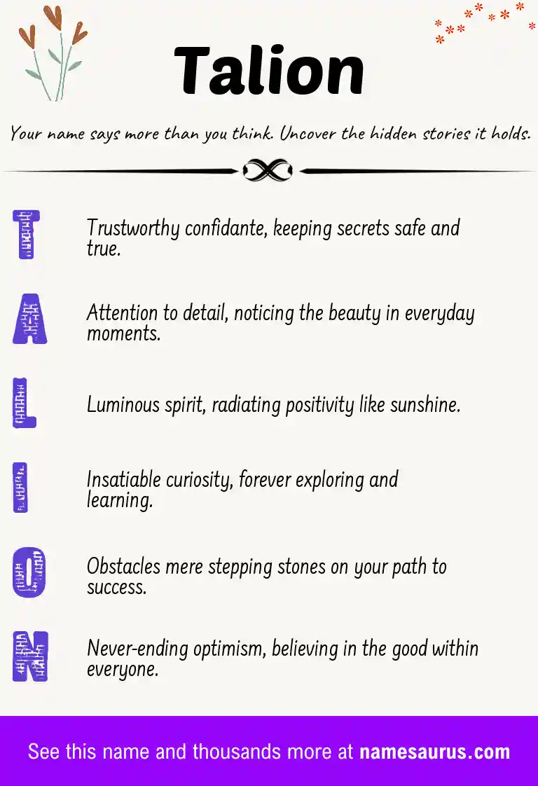 Acrostic poem about Talion.