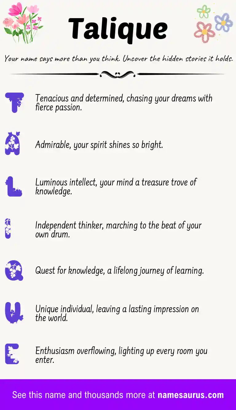 Acrostic poem about Talique.