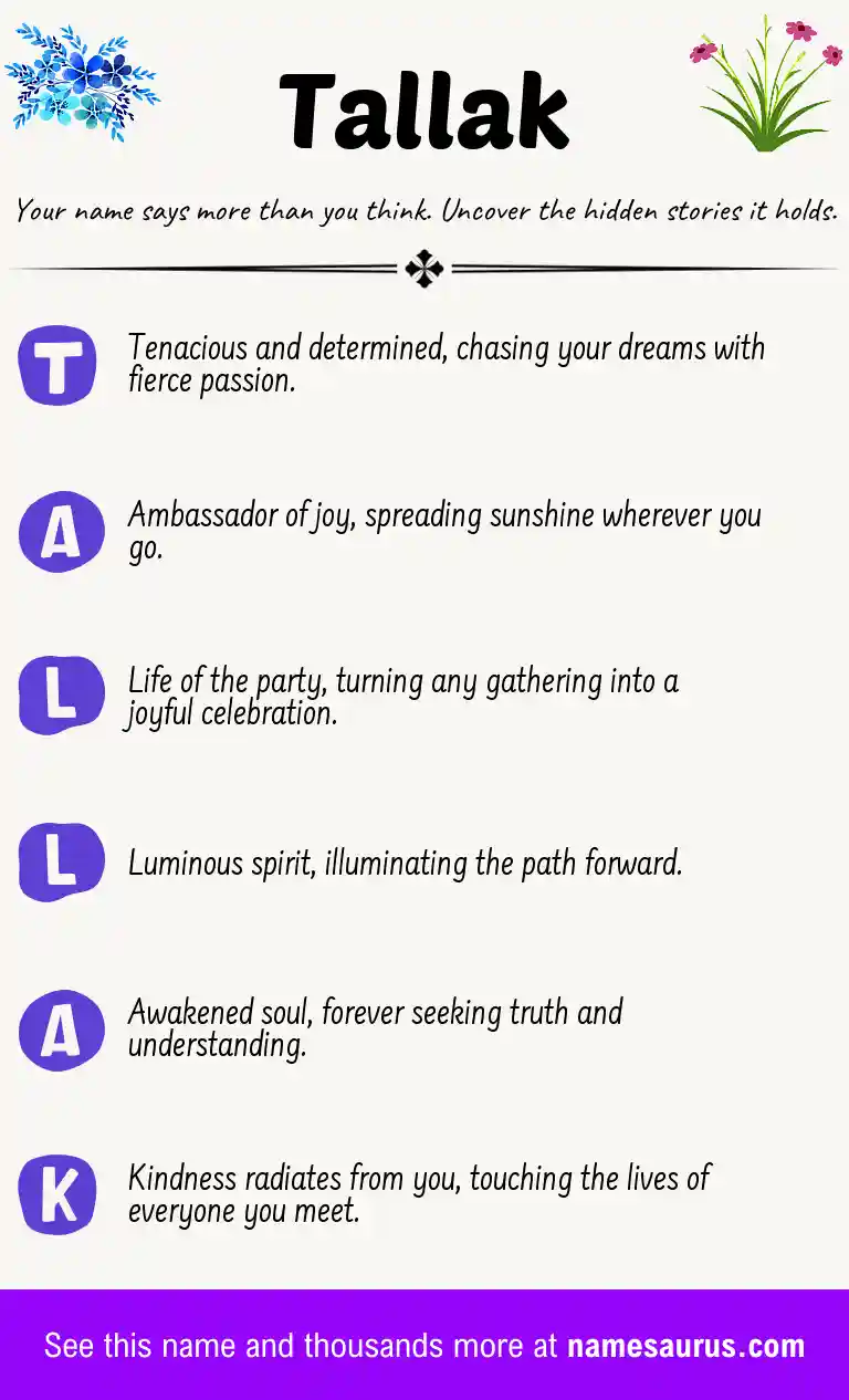 Acrostic poem about Tallak.