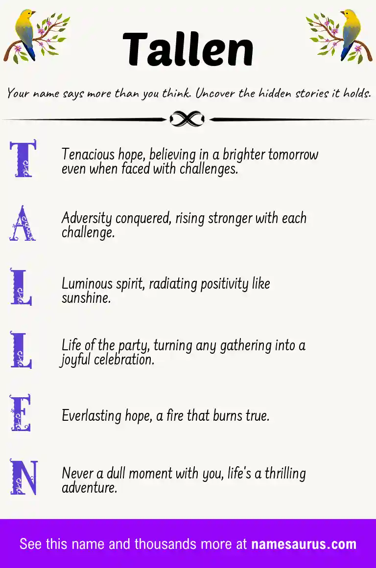 Acrostic poem about Tallen.