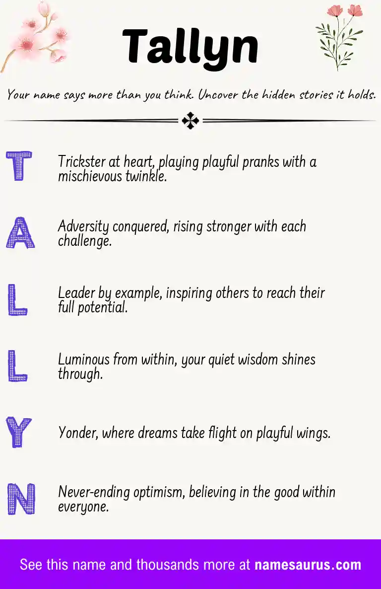 Acrostic poem about Tallyn.