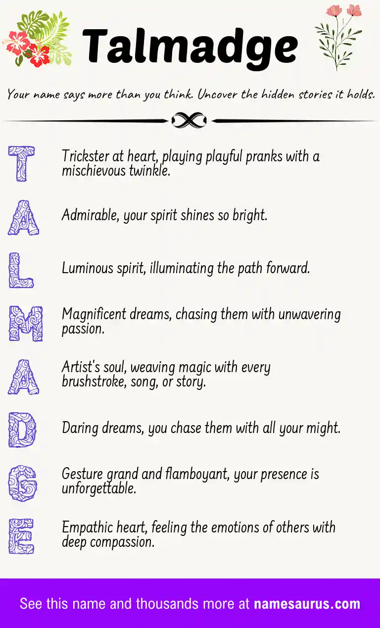 Acrostic poem about Talmadge.