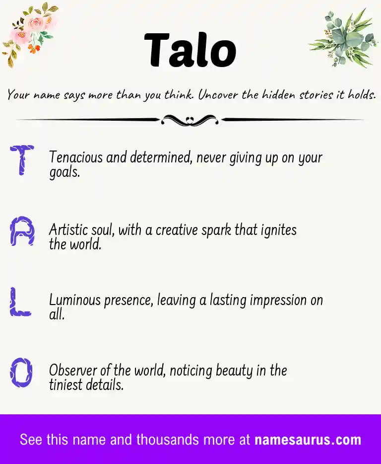 Acrostic poem about Talo.