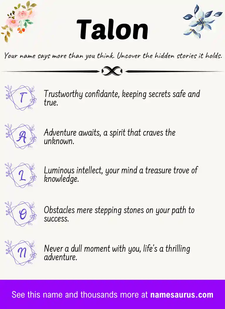 Acrostic poem about Talon.