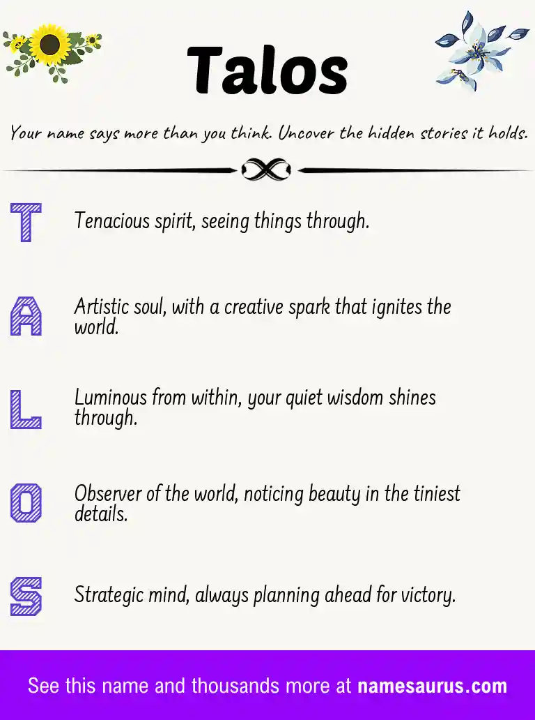 Acrostic poem about Talos.