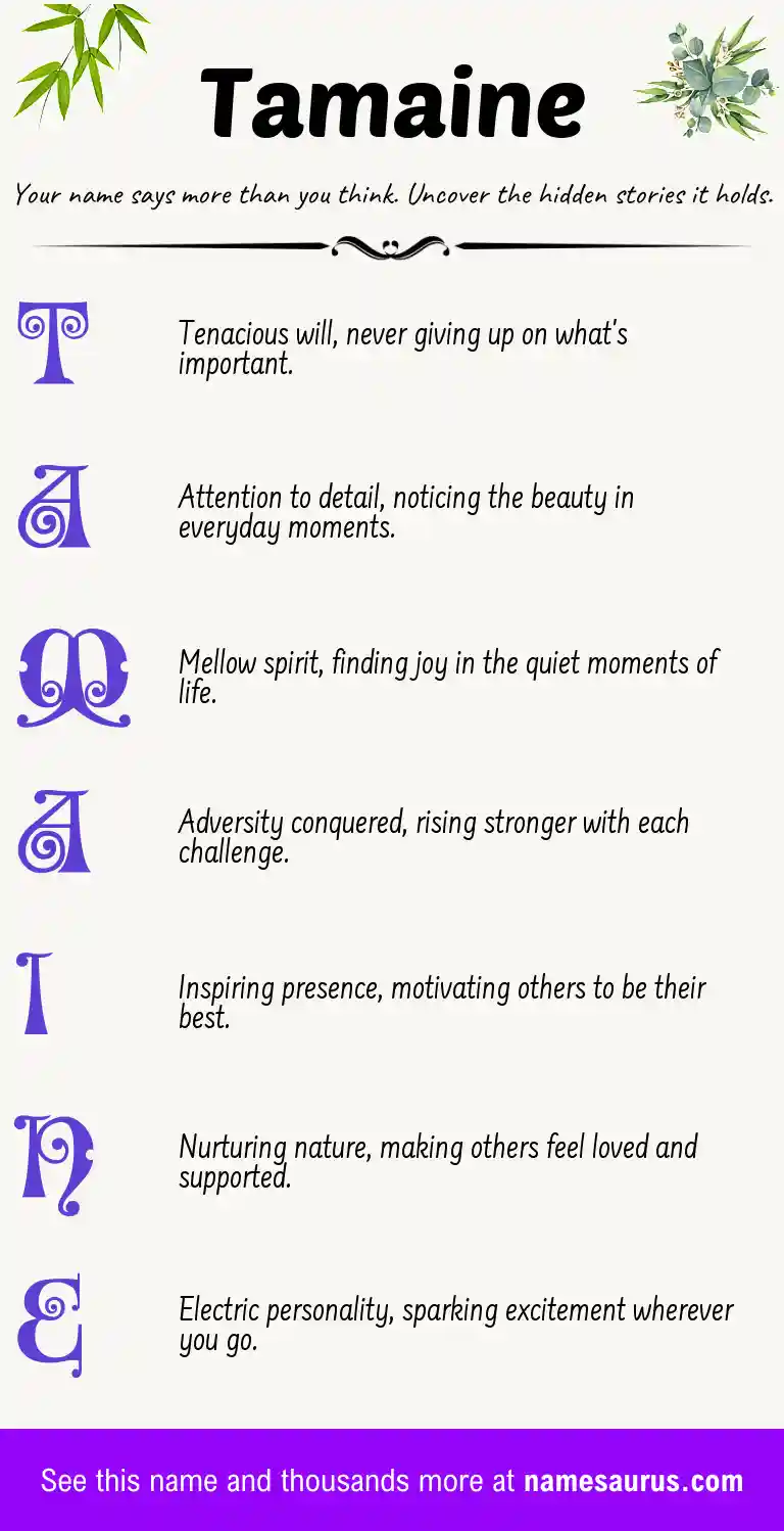 Acrostic poem about Tamaine.