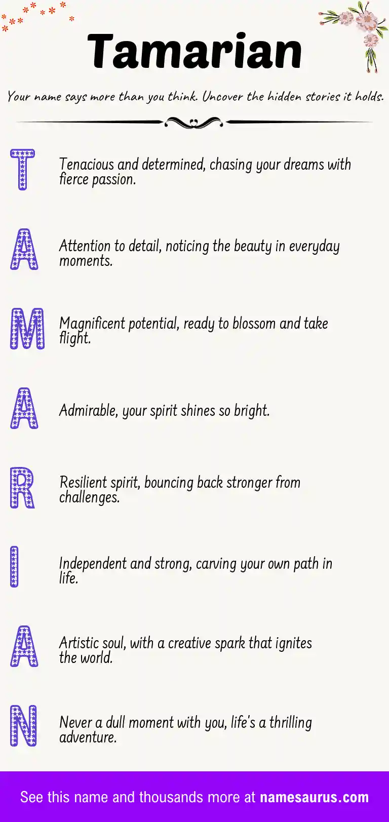 Acrostic poem about Tamarian.