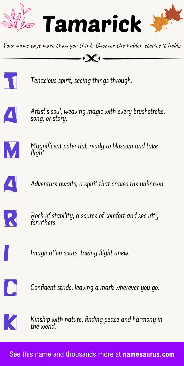 Acrostic poem about Tamarick.