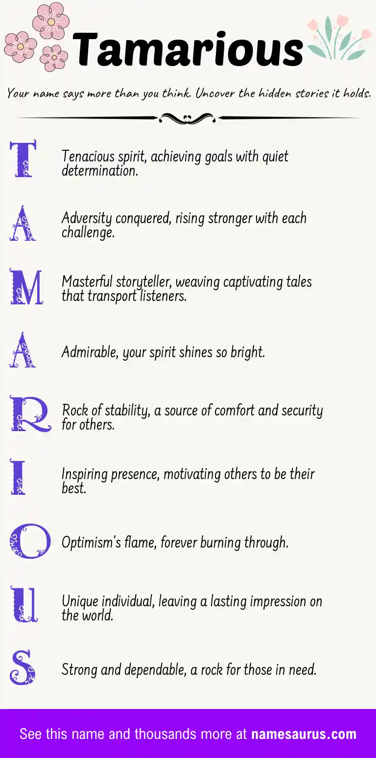 Acrostic poem about Tamarious.