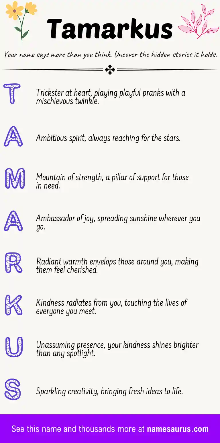 Acrostic poem about Tamarkus.