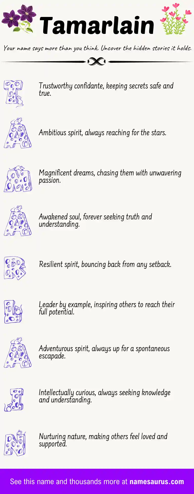 Acrostic poem about Tamarlain.