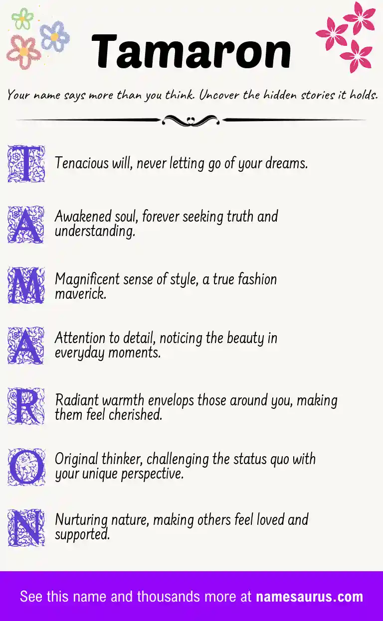 Acrostic poem about Tamaron.
