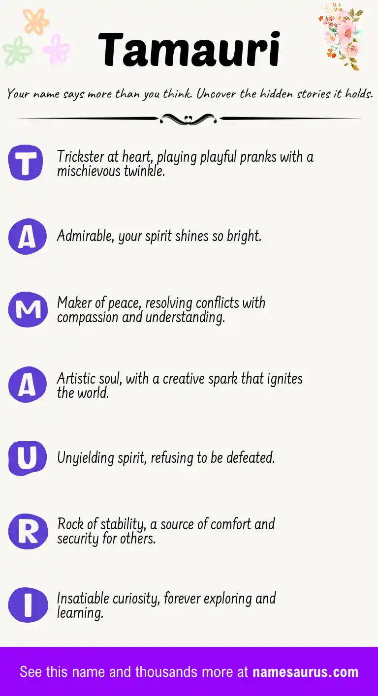 Acrostic poem about Tamauri.