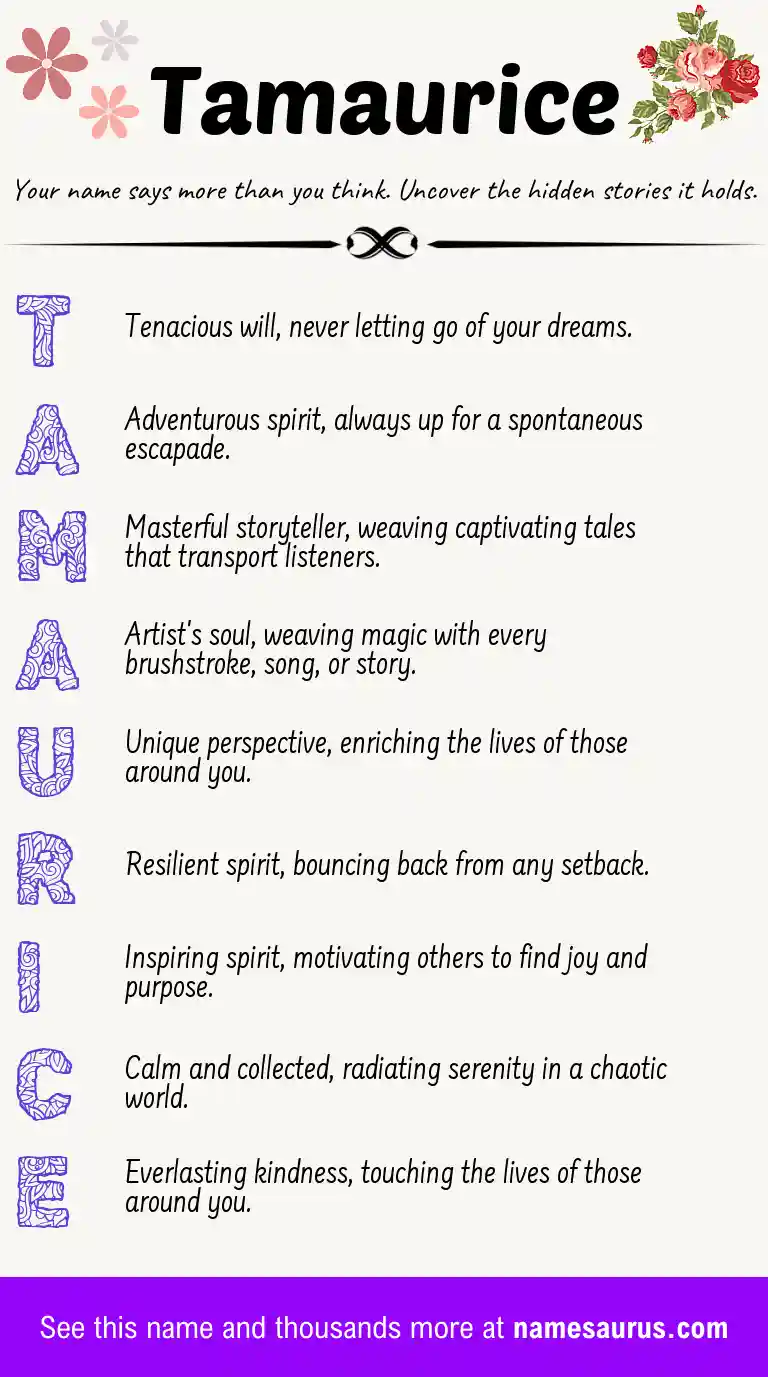 Acrostic poem about Tamaurice.
