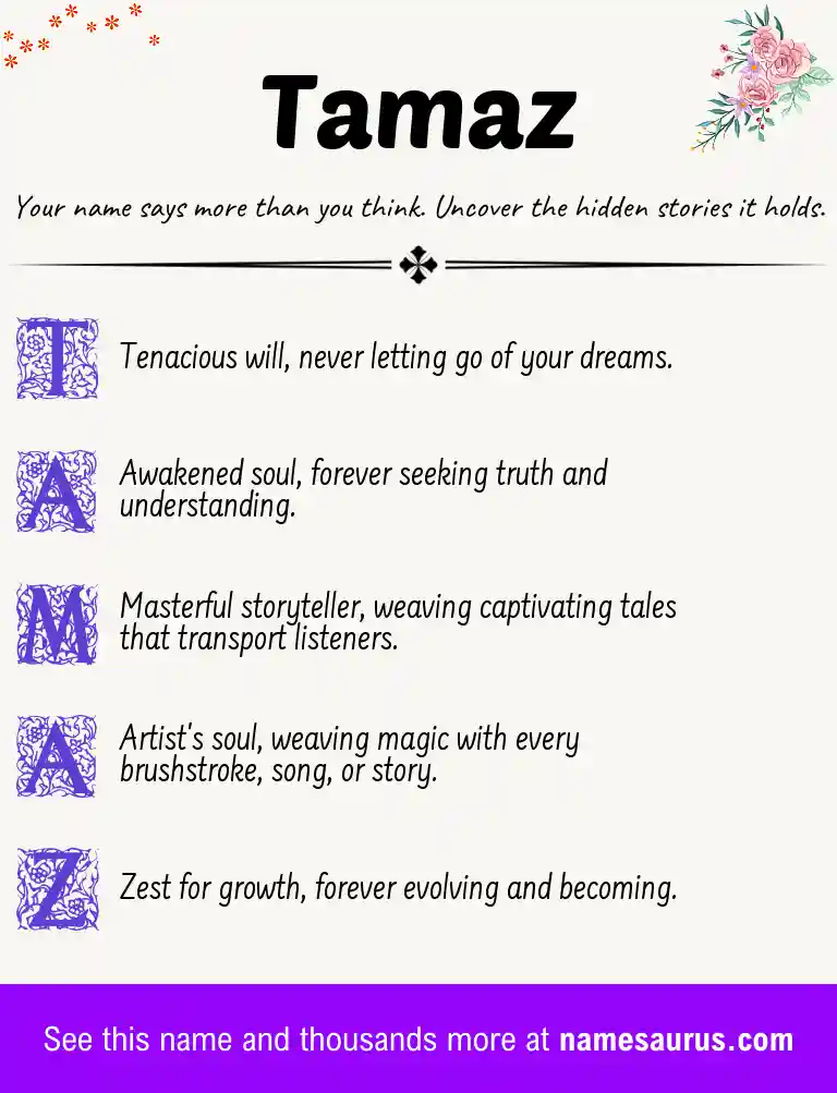 Acrostic poem about Tamaz.