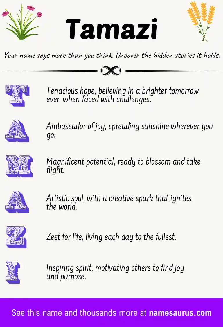 Acrostic poem about Tamazi.
