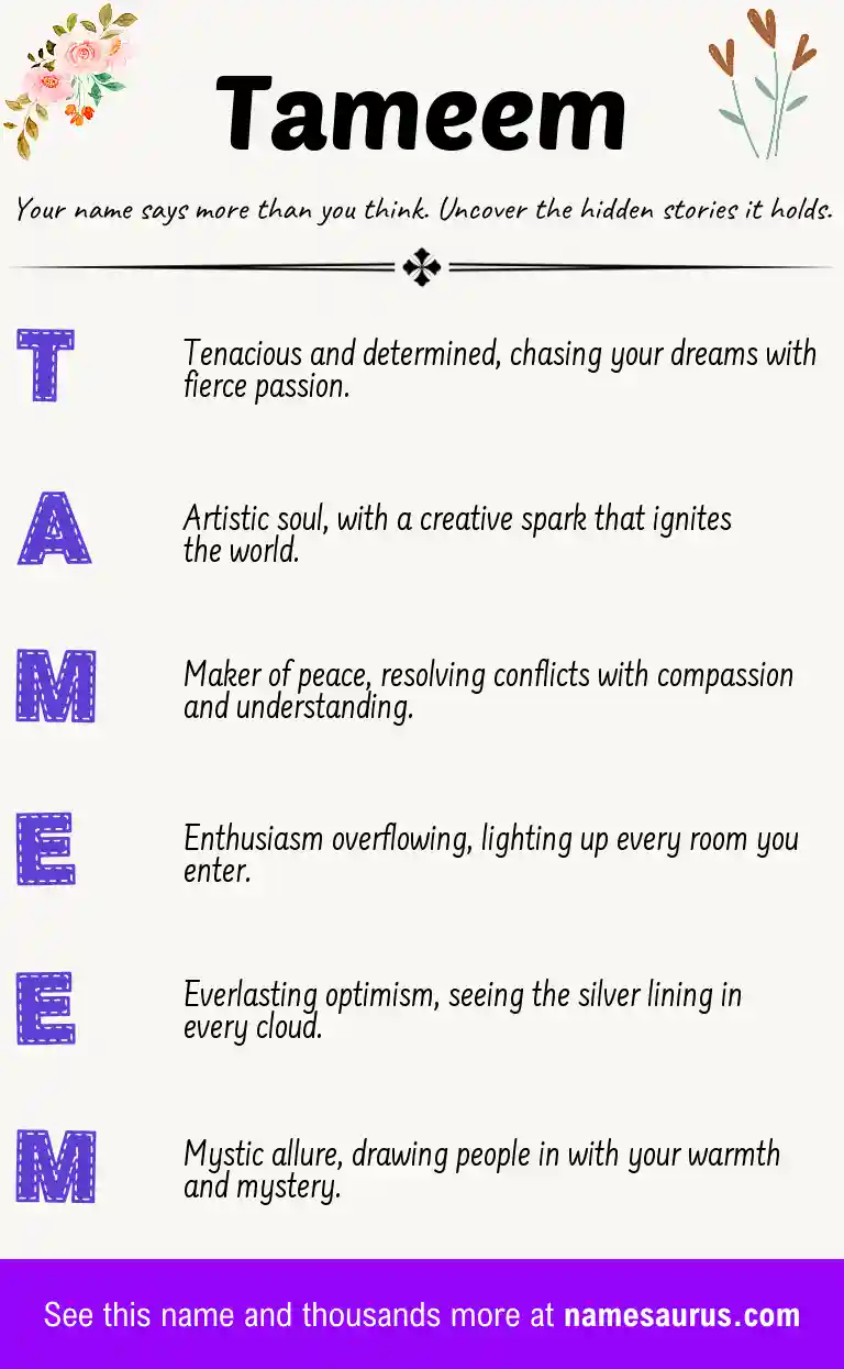 Acrostic poem about Tameem.