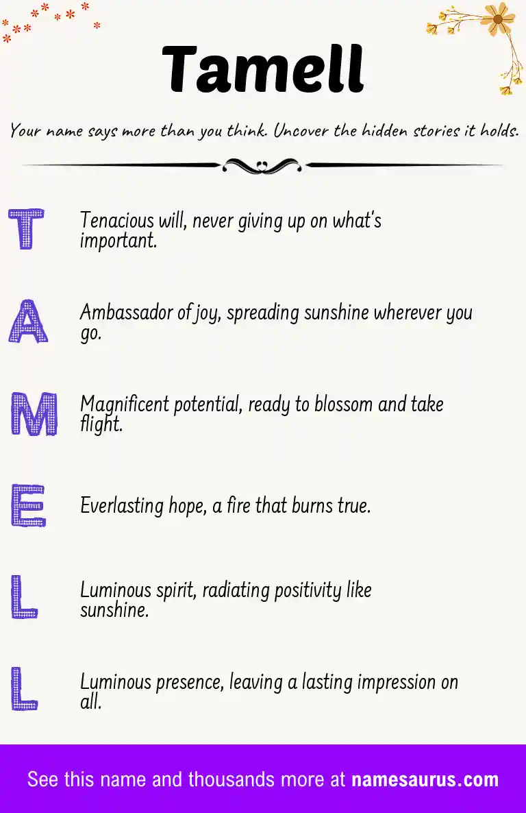 Acrostic poem about Tamell.