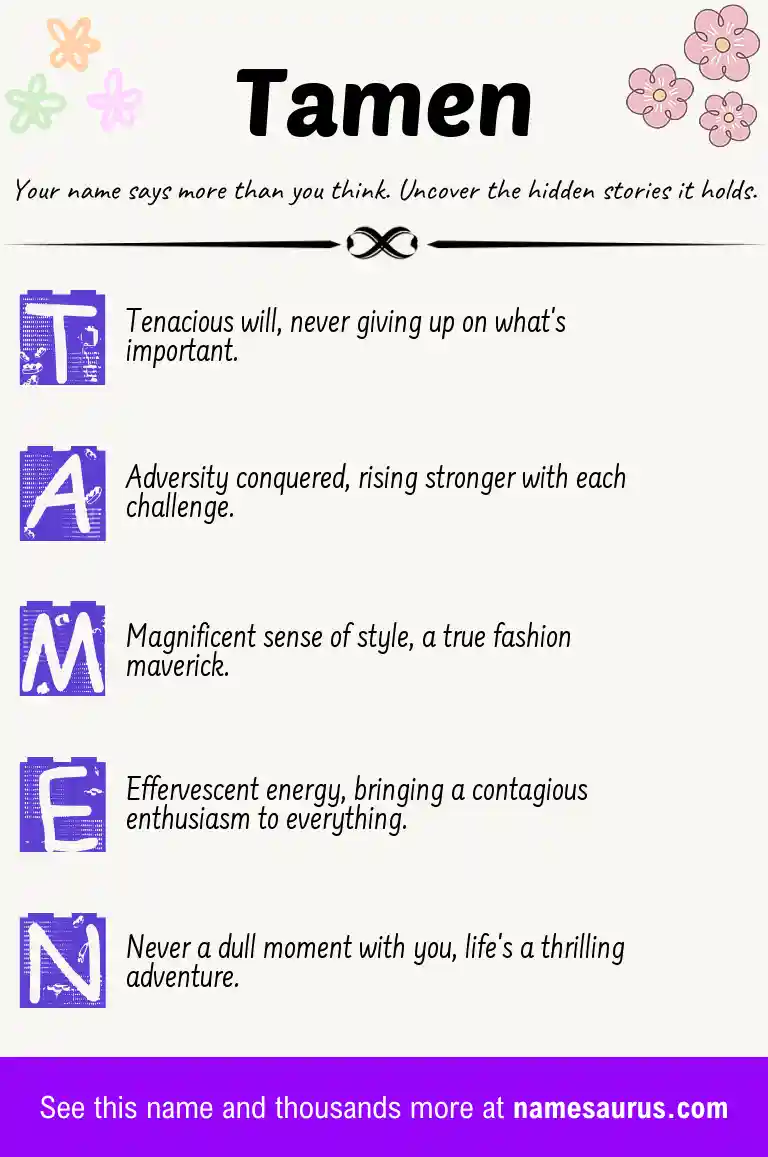Acrostic poem about Tamen.