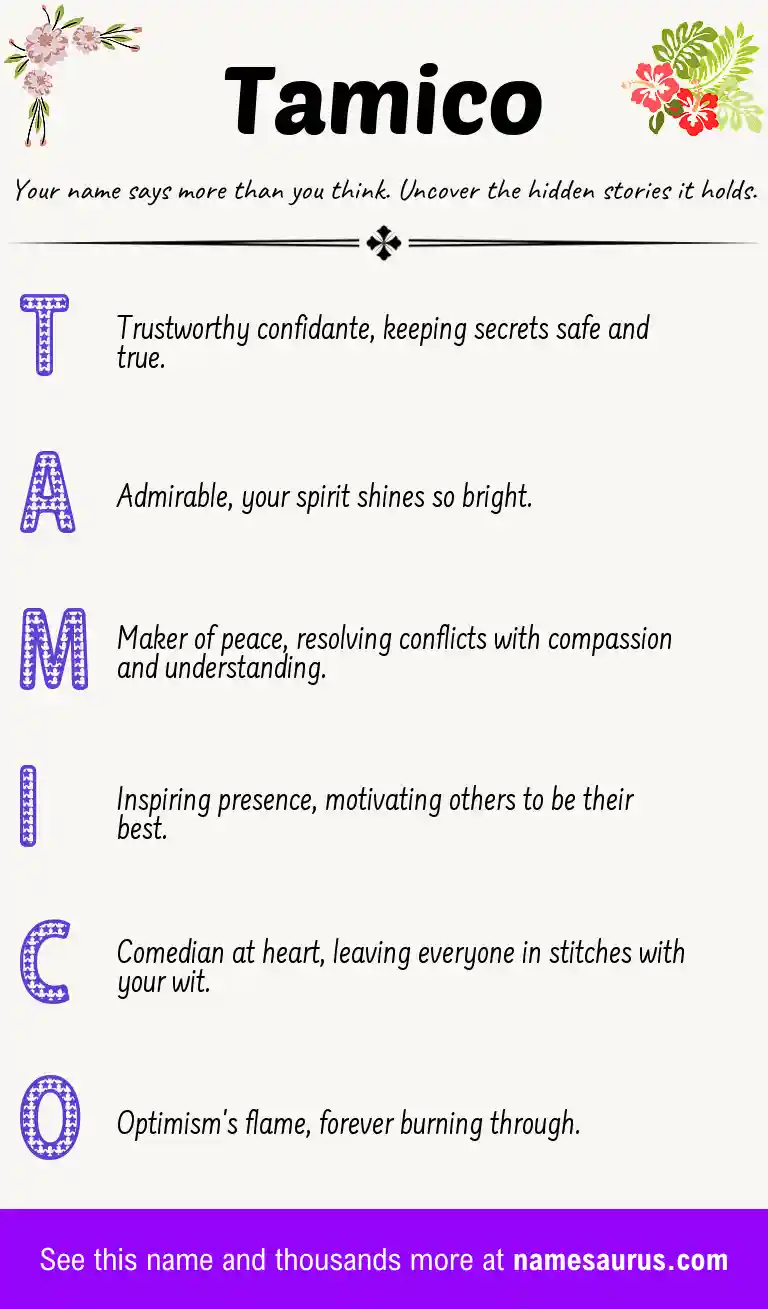 Acrostic poem about Tamico.