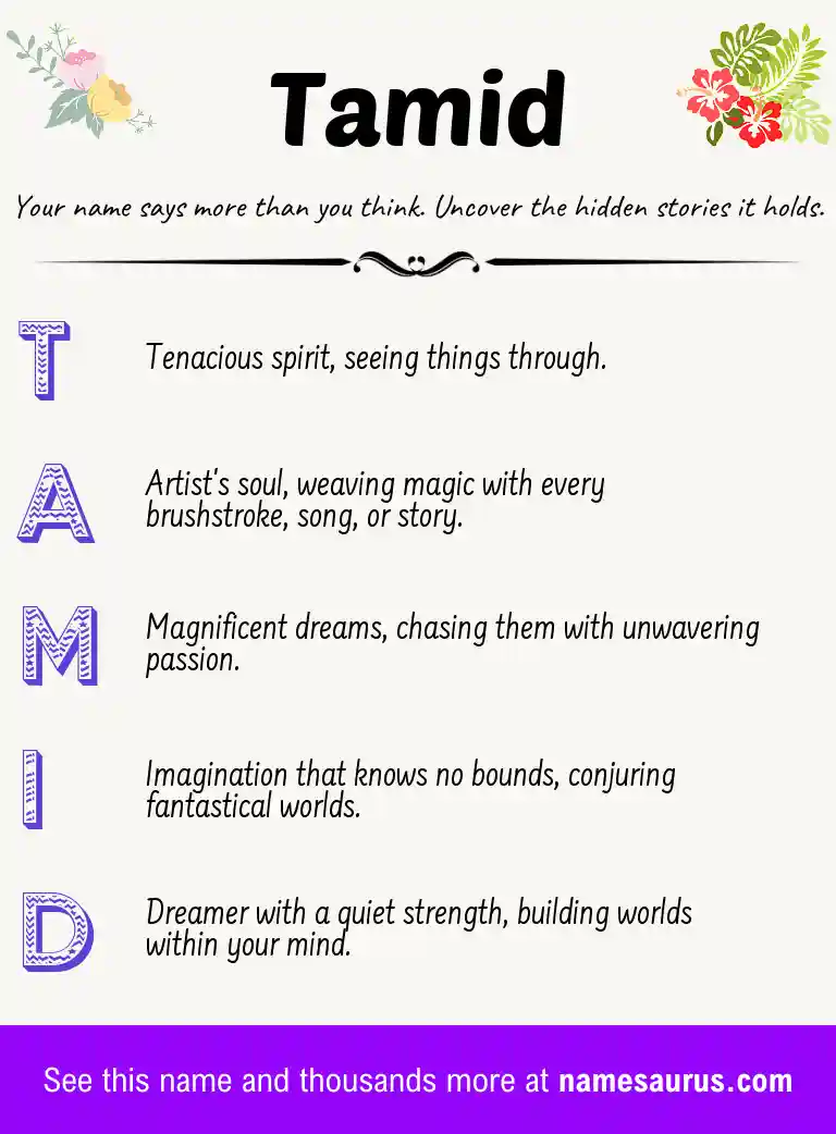 Acrostic poem about Tamid.
