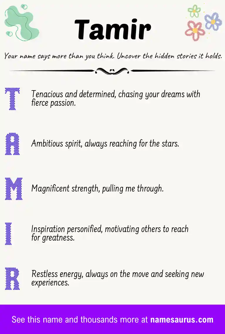 Acrostic poem about Tamir.