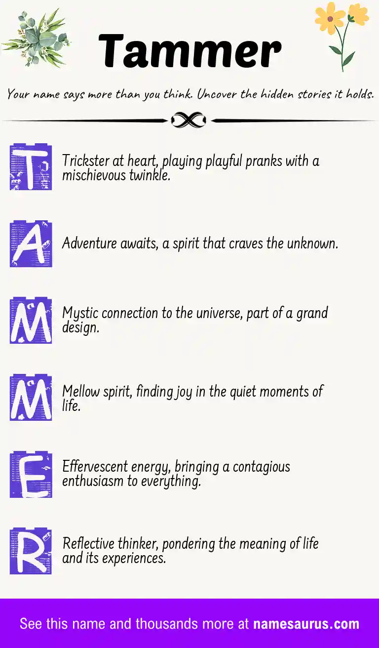Acrostic poem about Tammer.