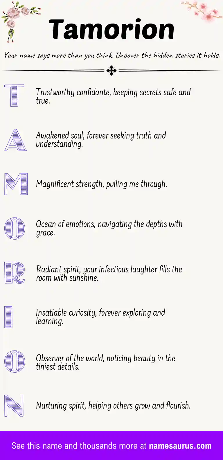 Acrostic poem about Tamorion.