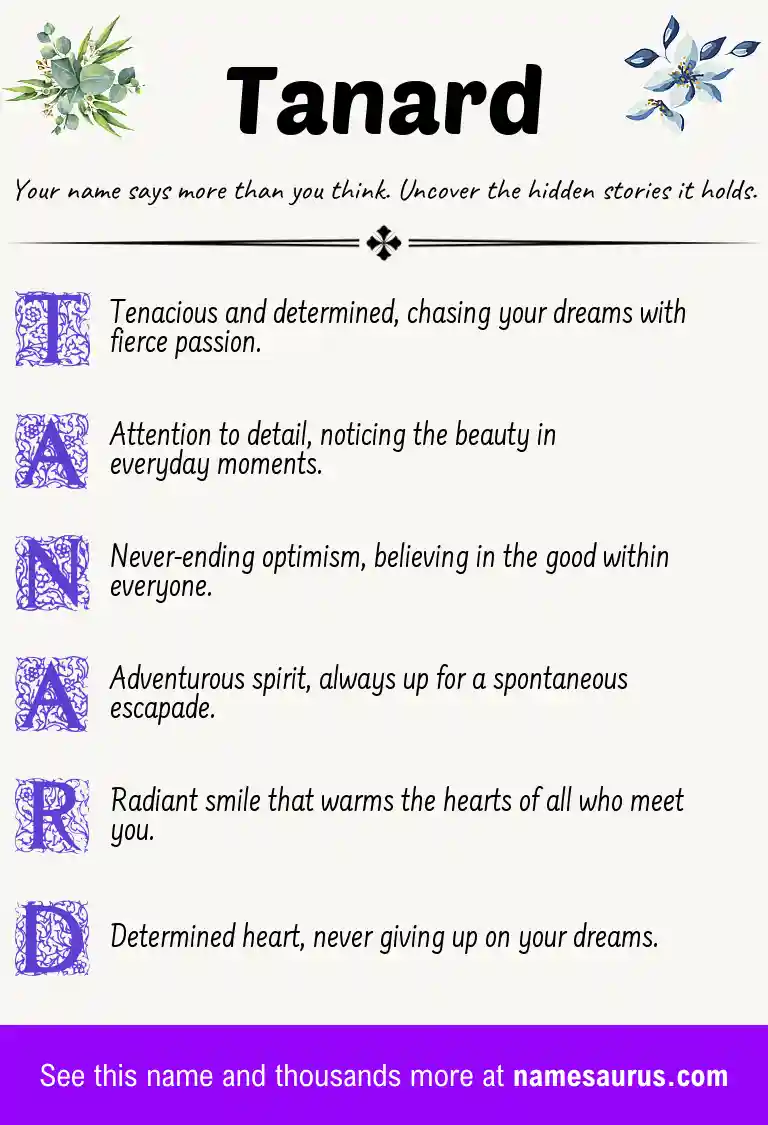 Acrostic poem about Tanard.