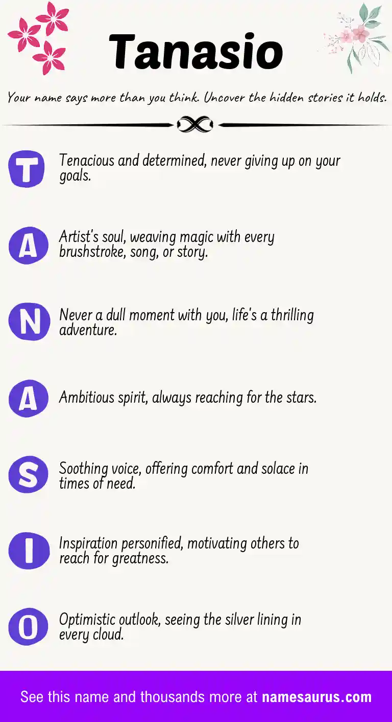 Acrostic poem about Tanasio.