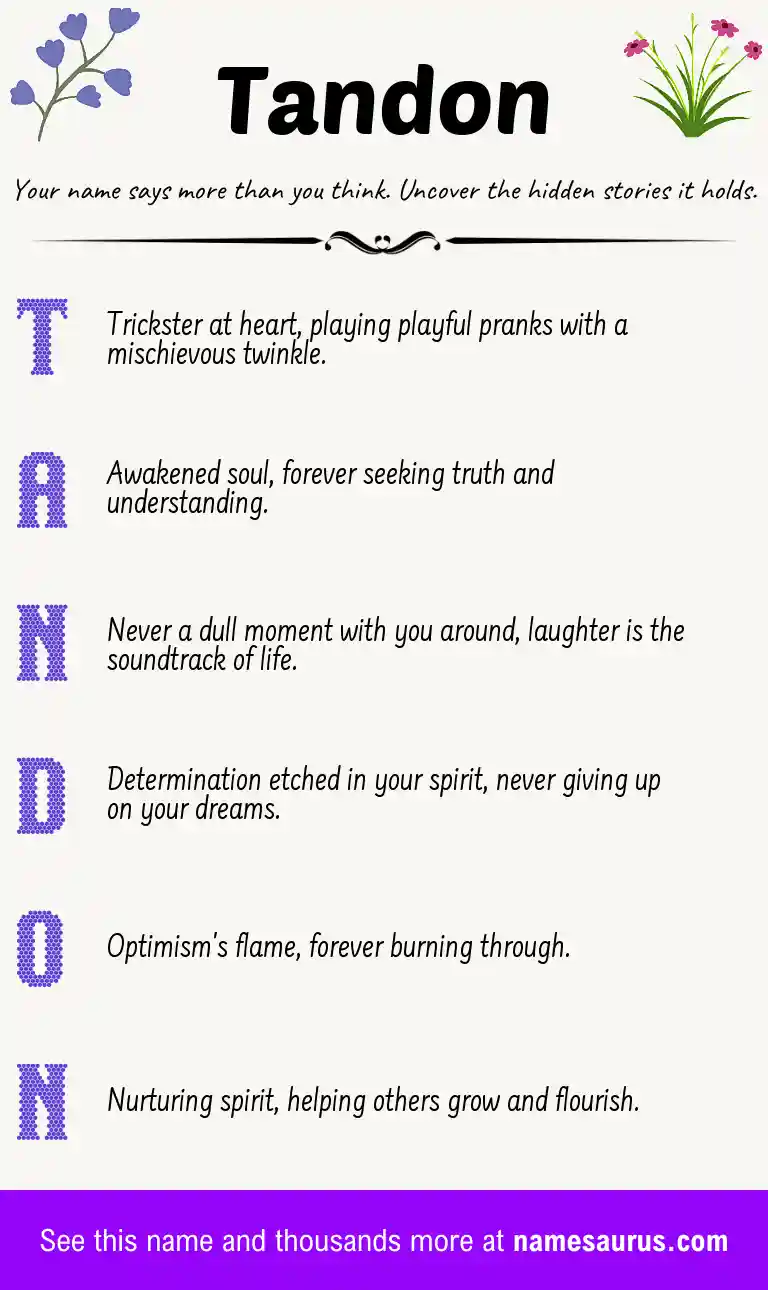 Acrostic poem about Tandon.
