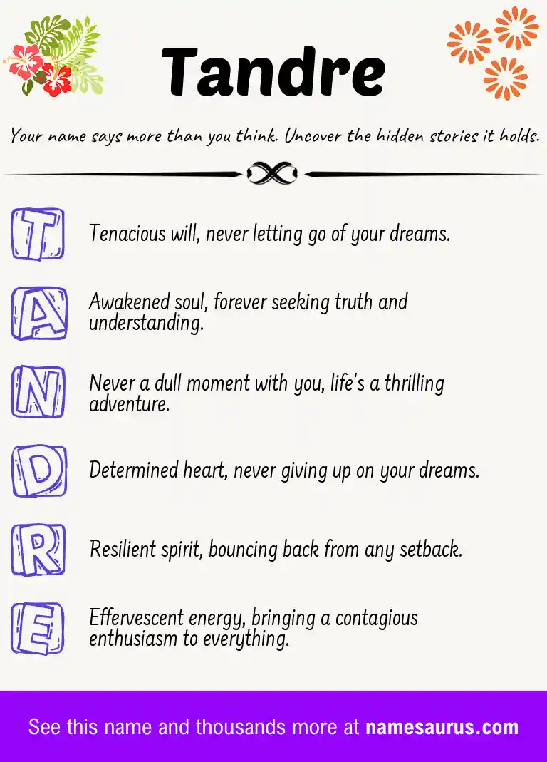 Acrostic poem about Tandre.