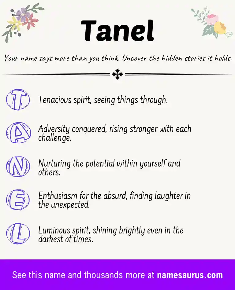 Acrostic poem about Tanel.