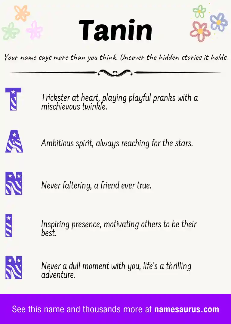 Acrostic poem about Tanin.