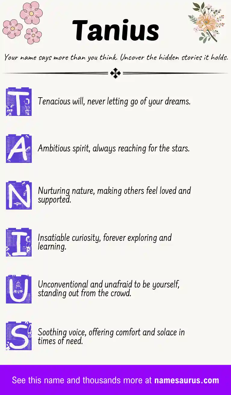 Acrostic poem about Tanius.