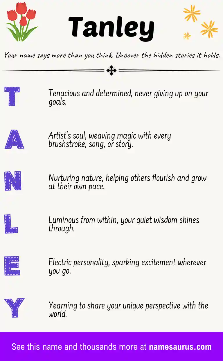 Acrostic poem about Tanley.