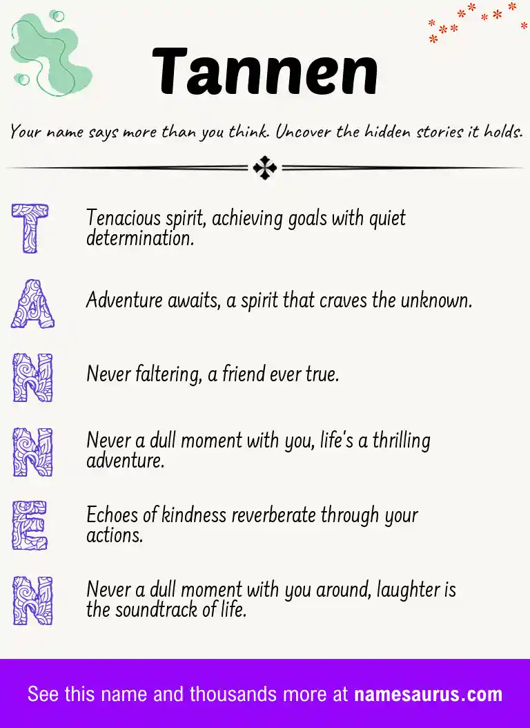 Acrostic poem about Tannen.