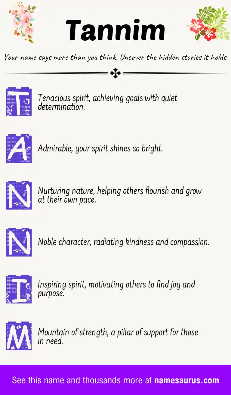 Acrostic poem about Tannim.