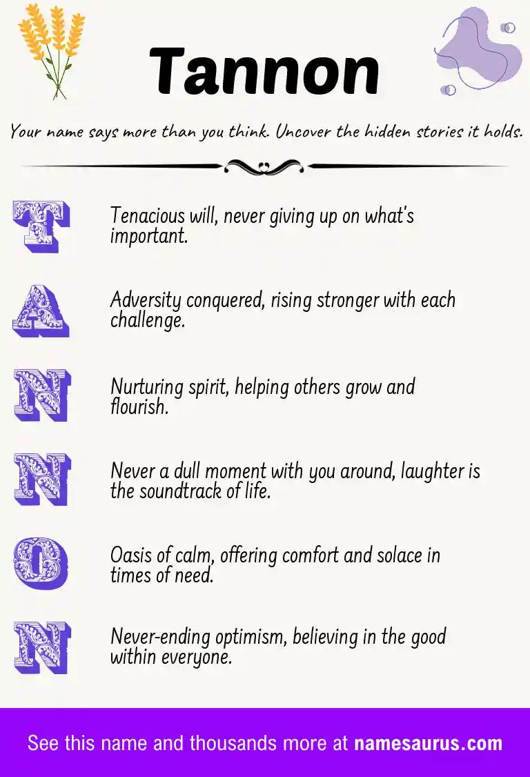 Acrostic poem about Tannon.