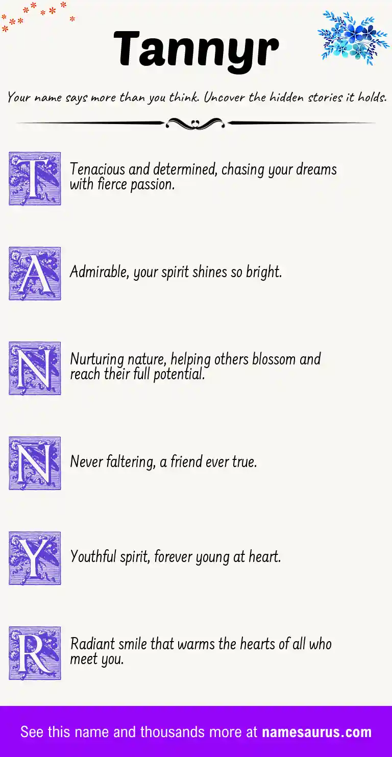 Acrostic poem about Tannyr.
