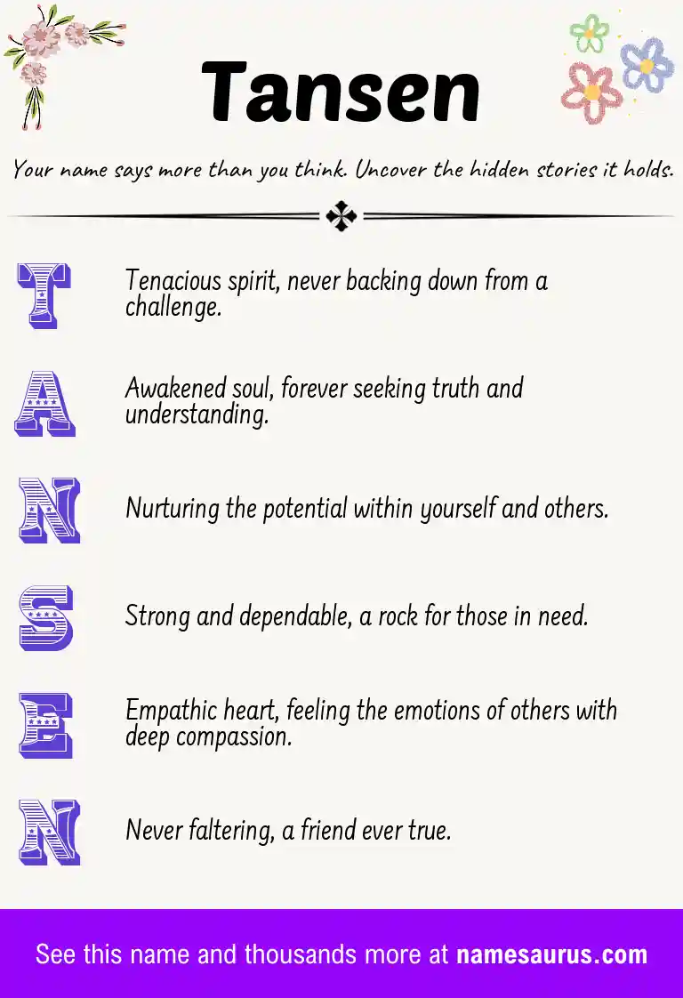 Acrostic poem about Tansen.