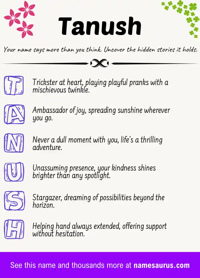 Acrostic poem about Tanush.